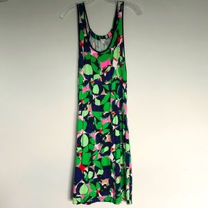 Gap soft and stretchy scoop neck green print dress